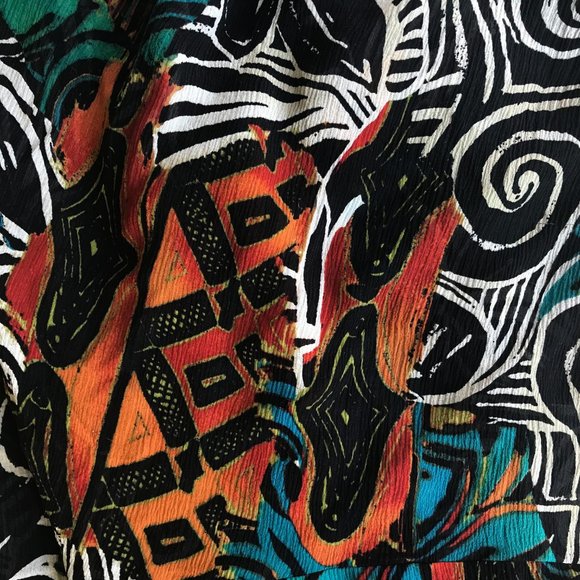 Chico's Silk Skirt Lined Tribal Asymmetrical Boho - Picture 5 of 11